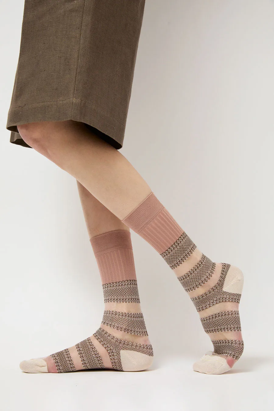 Exquisite J Open Work Stripe Socks in Blush sold by No. 6 product image thumbnail 4