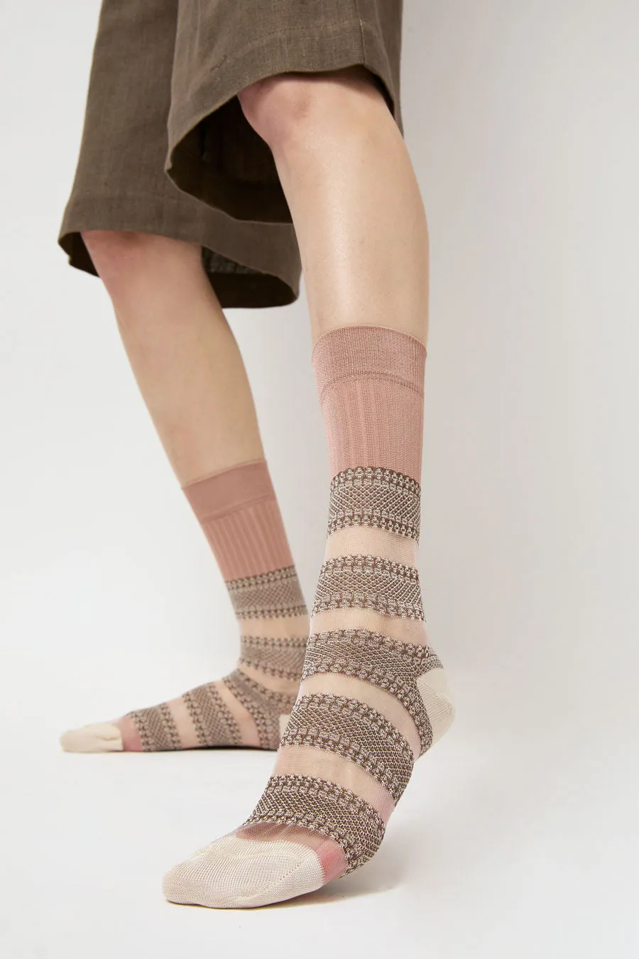 Exquisite J Open Work Stripe Socks in Blush sold by No. 6 product image thumbnail 3