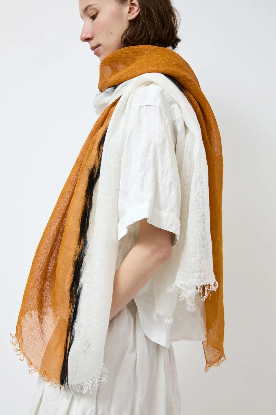Exquisite J Painted Scarf in Cream and Tobacco sold by No. 6 product image thumbnail 4