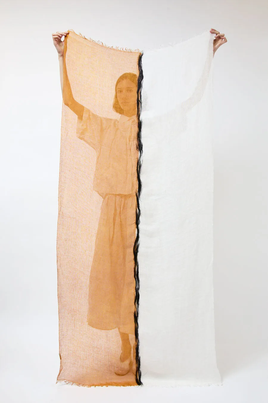 Exquisite J Painted Scarf in Cream and Tobacco sold by No. 6 product image thumbnail 2