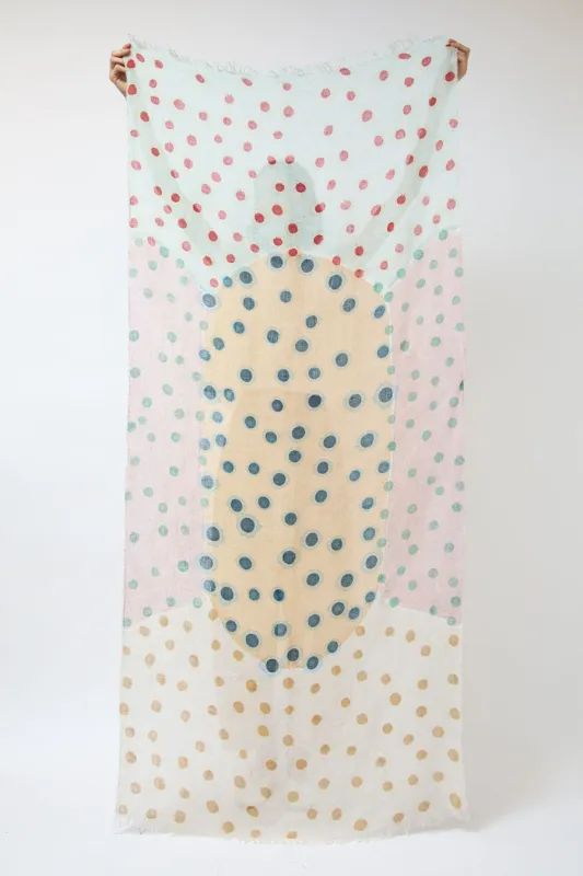 Exquisite J Painted Scarf in Multi Dots Pastel made by No. 6