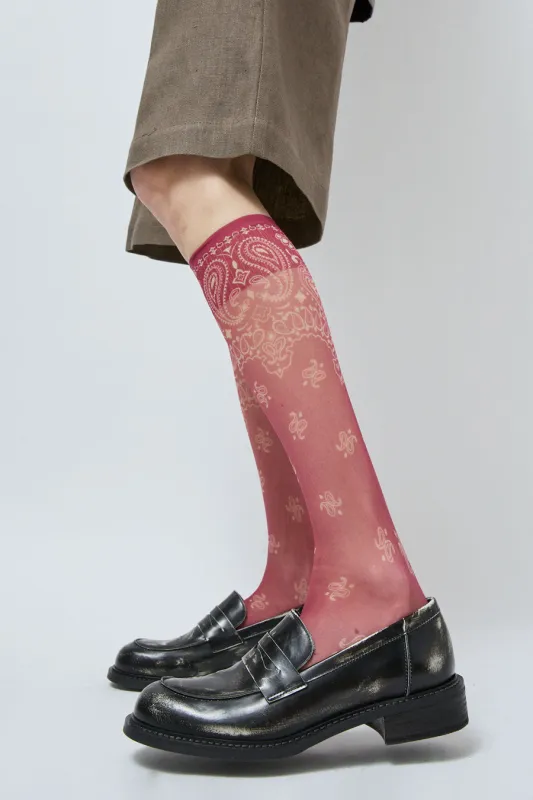 Maria La Rosa Knee High Bandana Socks in Red sold by No. 6