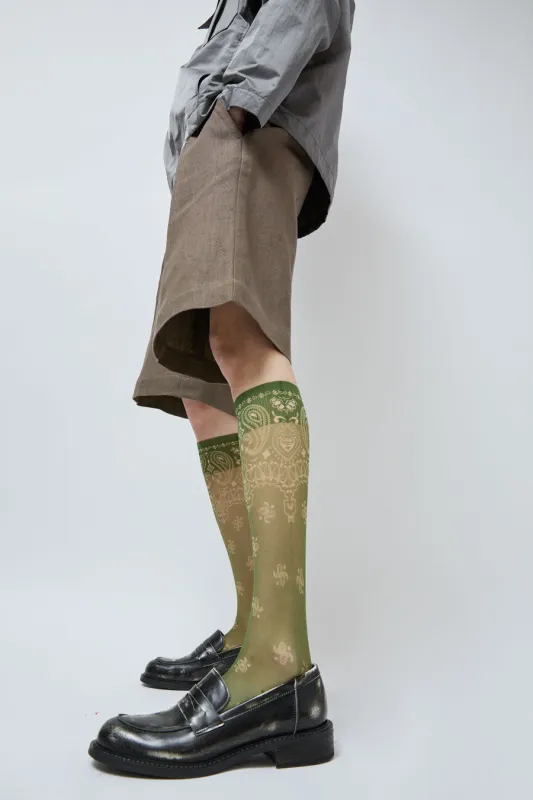 Maria La Rosa Knee High Bandana Socks in Green sold by No. 6