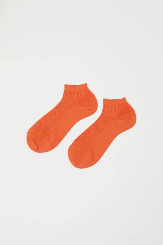 Maria La Rosa Ribbed Short Bio Cotton Socks in Clementine sold by No. 6