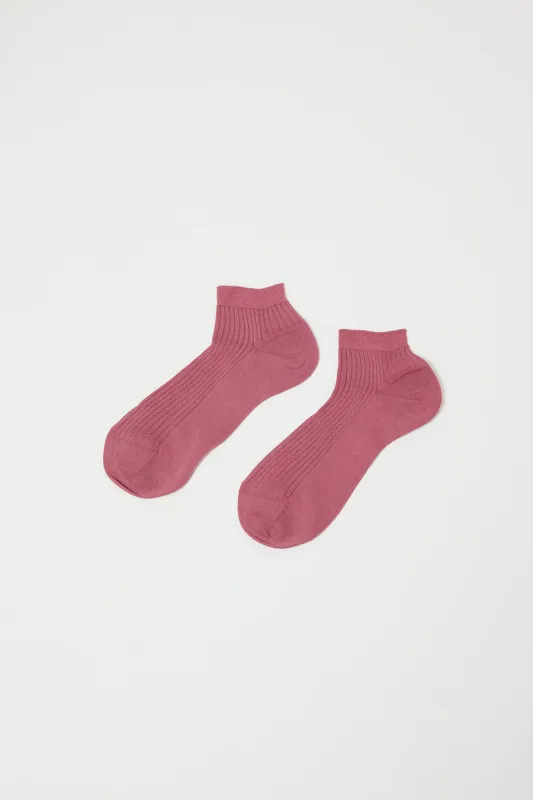 Maria La Rosa Ribbed Short Bio Cotton Socks in Rose sold by No. 6