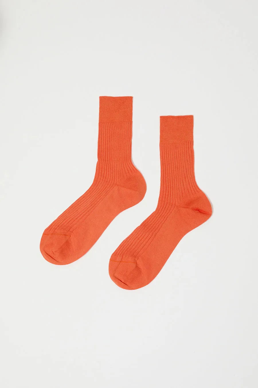 Maria La Rosa Ribbed Mid Calf Bio Cotton Socks in Bright Red sold by No. 6