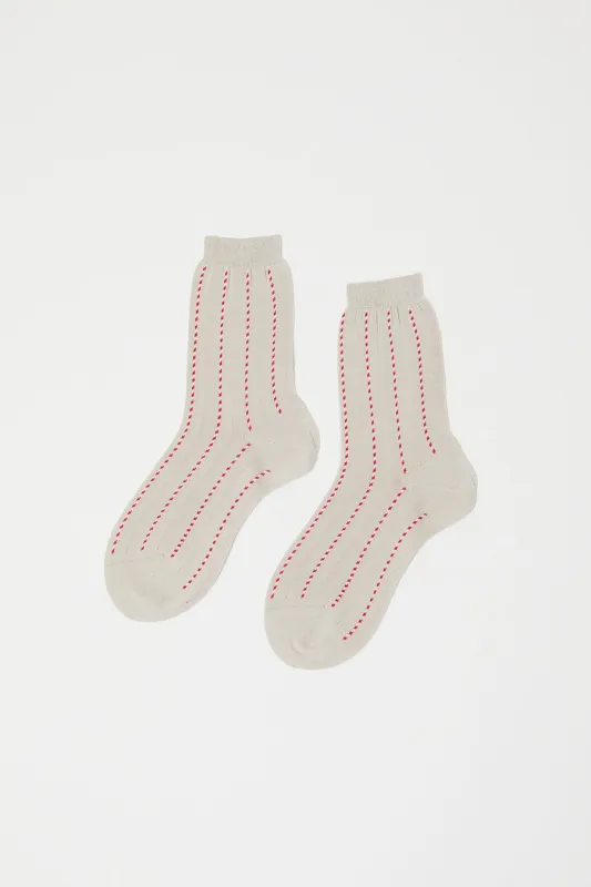 Maria La Rosa Twist Stripe Socks in Natural sold by No. 6