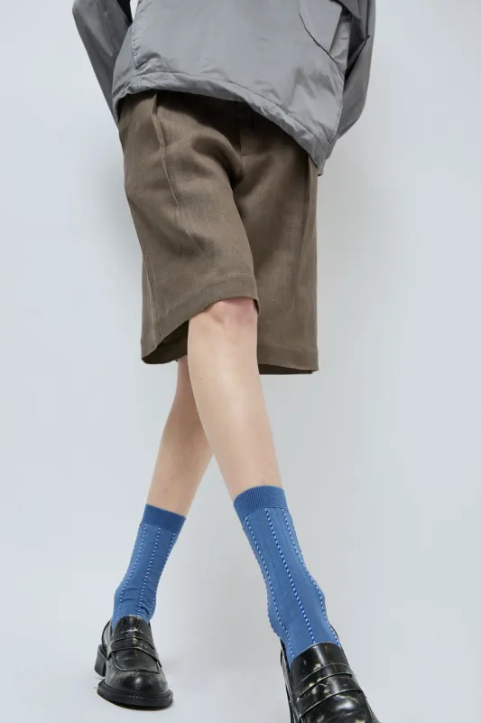 Maria La Rosa Twist Stripe Socks in Light Blue sold by No. 6