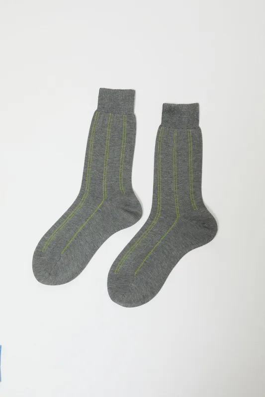 Maria La Rosa Stitch Stripe Socks in Grey sold by No. 6