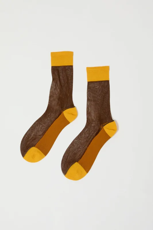 Maria La Rosa Transparency Socks in Brown sold by No. 6