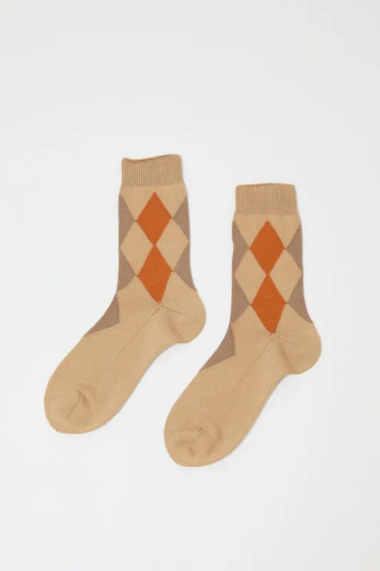 Maria La Rosa Cotton Argyle Socks in Mocha sold by No. 6