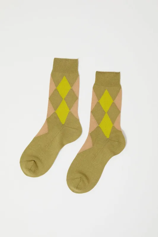 Maria La Rosa Cotton Argyle Socks in Salvia sold by No. 6