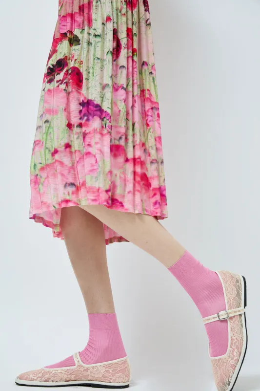 Maria La Rosa Silk Ribbed Ankle Socks in Ortensia sold by No. 6