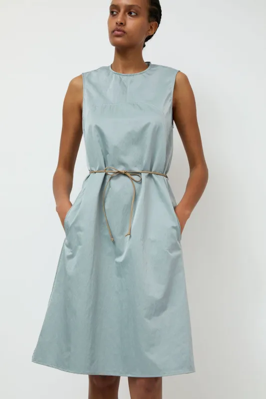 Wanze Belted Waist Dress in Silver Blue made by No. 6