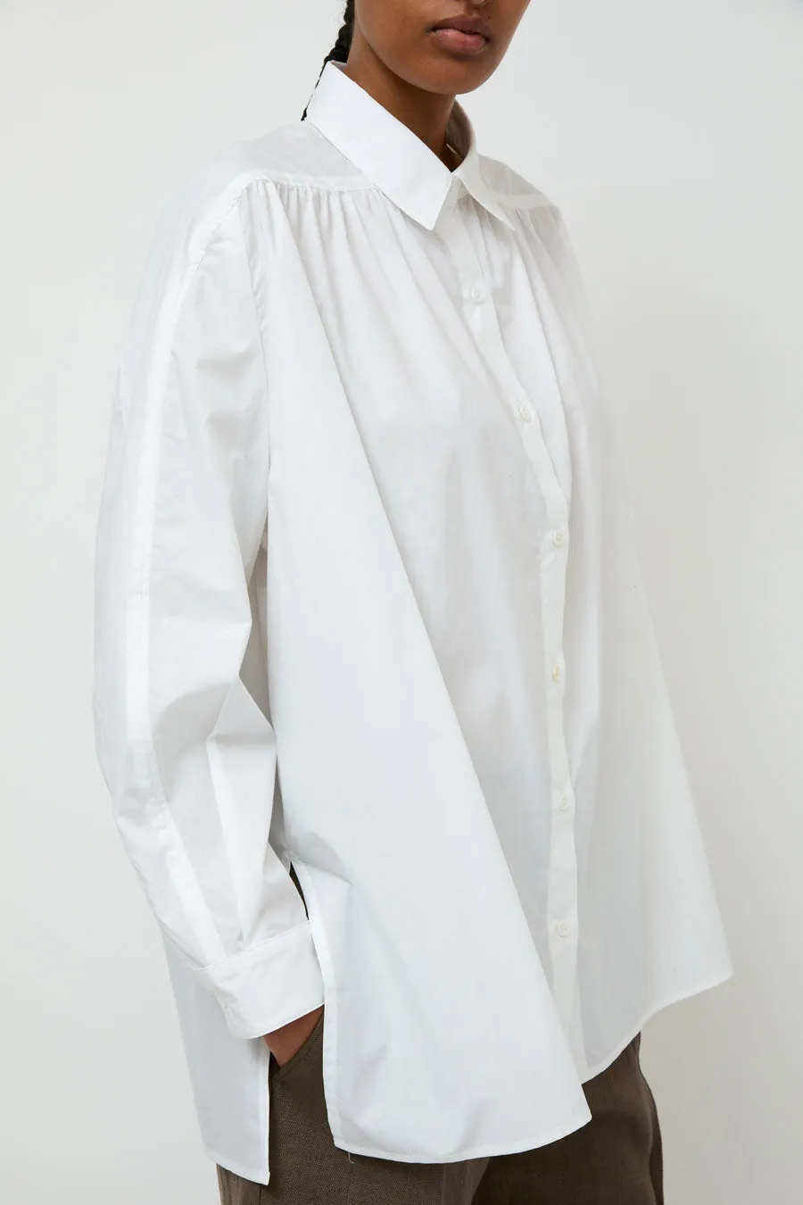 Wanze Gathered Button Shirt in White sold by No. 6 product image thumbnail 2
