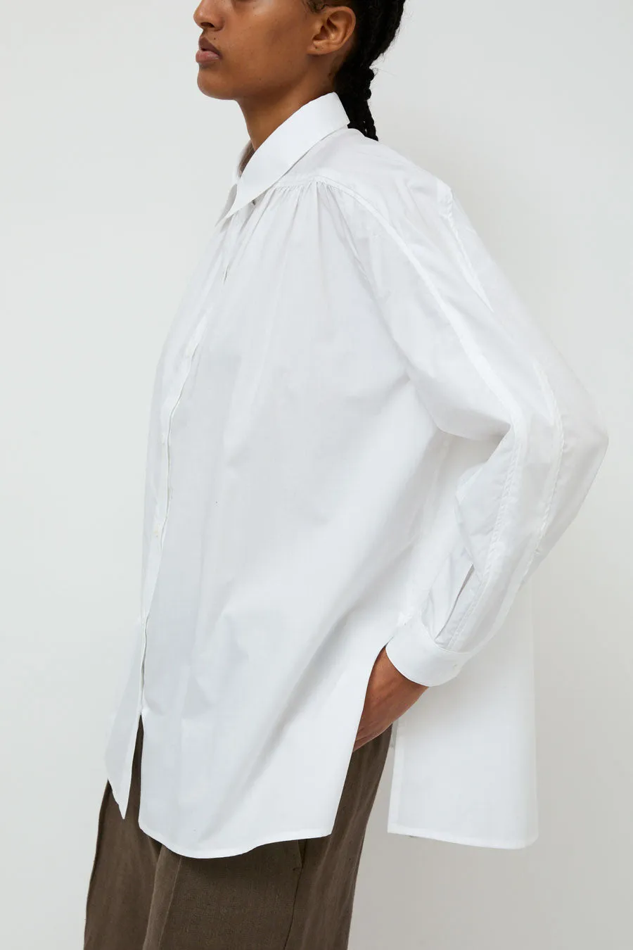 Wanze Gathered Button Shirt in White sold by No. 6 product image thumbnail 4