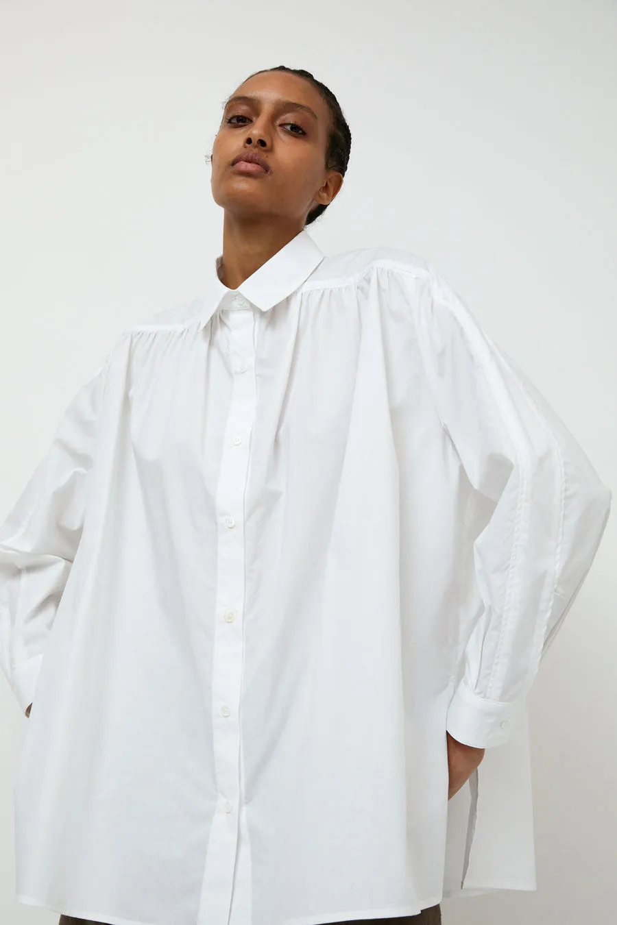 Wanze Gathered Button Shirt in White sold by No. 6 product image thumbnail 5