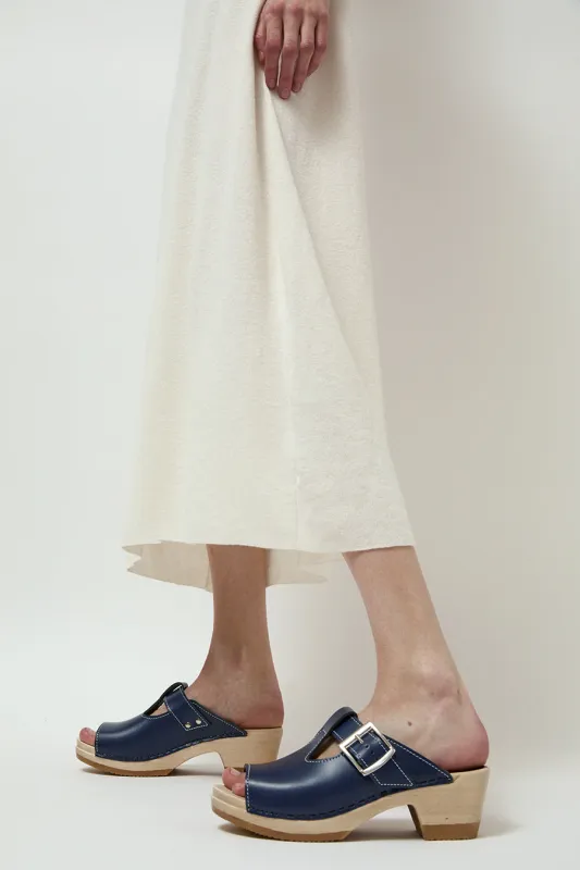 No.6 T Strap Clog on Mid Heel in Ocean made by No. 6