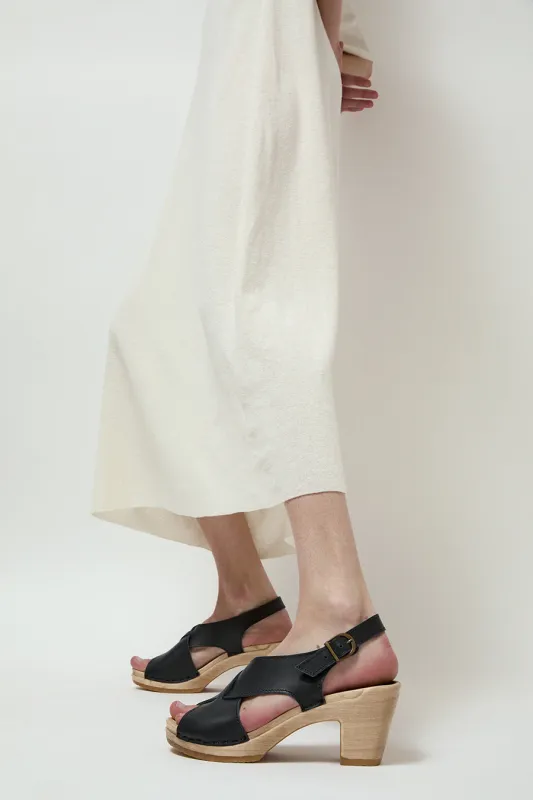 No.6 June Clog on High Heel in Indigo made by No. 6