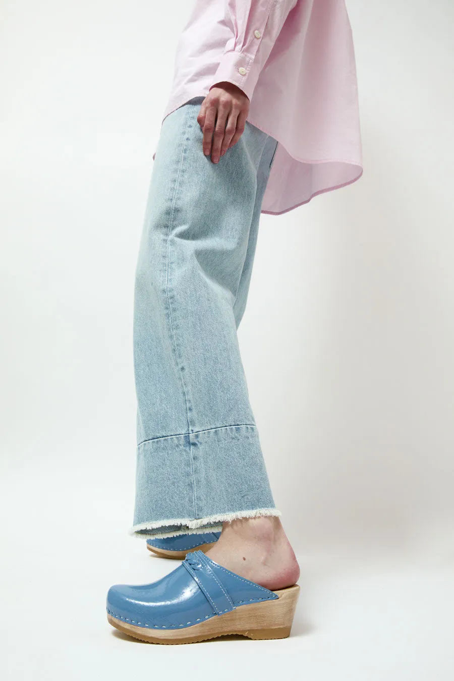 No.6 Bridget Clog on Mid Wedge in Robin Patent sold by No. 6