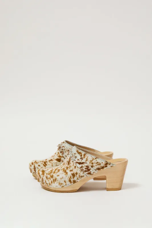 No.6 Bridget Clog on High Heel in Appaloosa Pony sold by No. 6