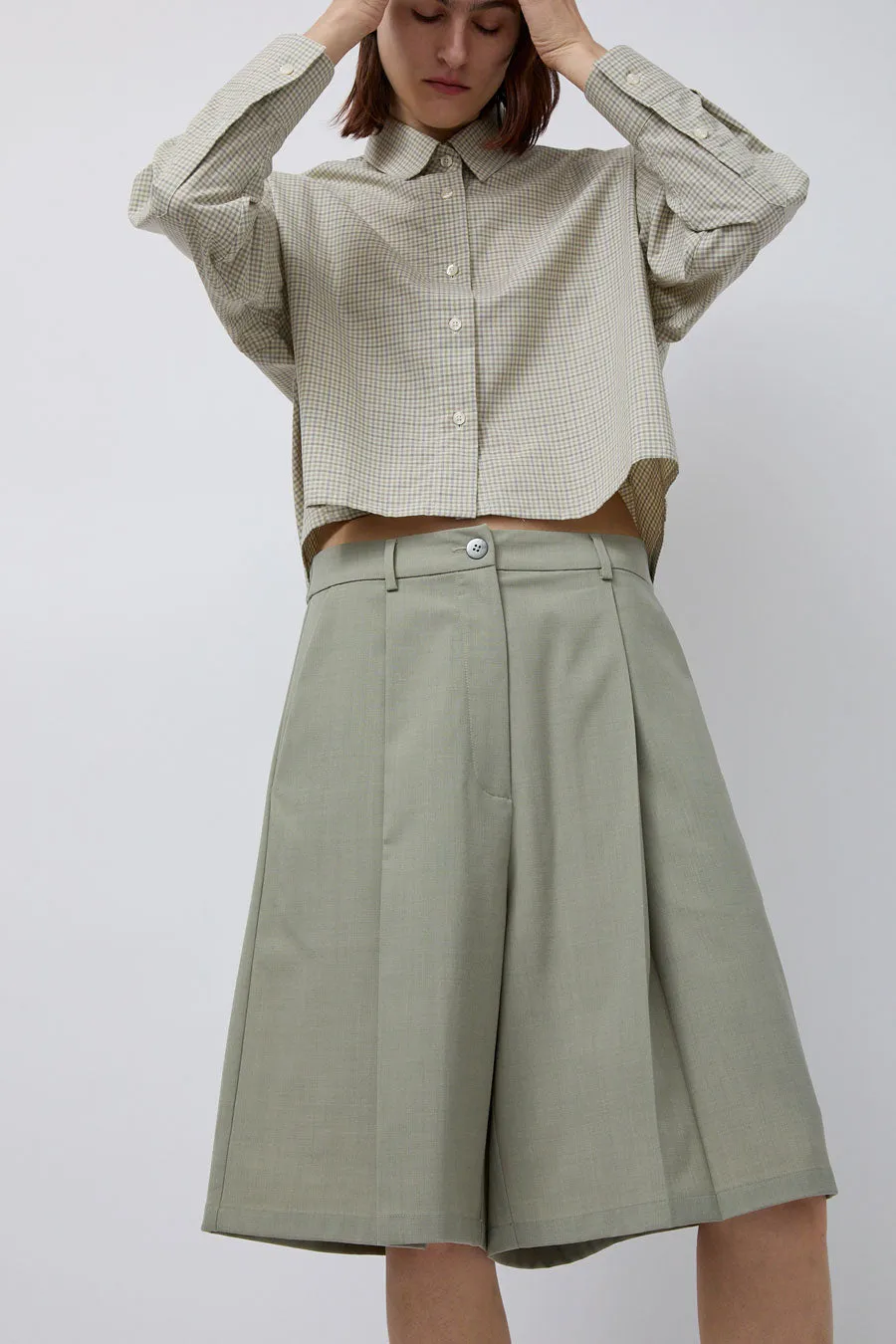 CORDERA Tailoring Bermuda Shorts in Salvia sold by No. 6