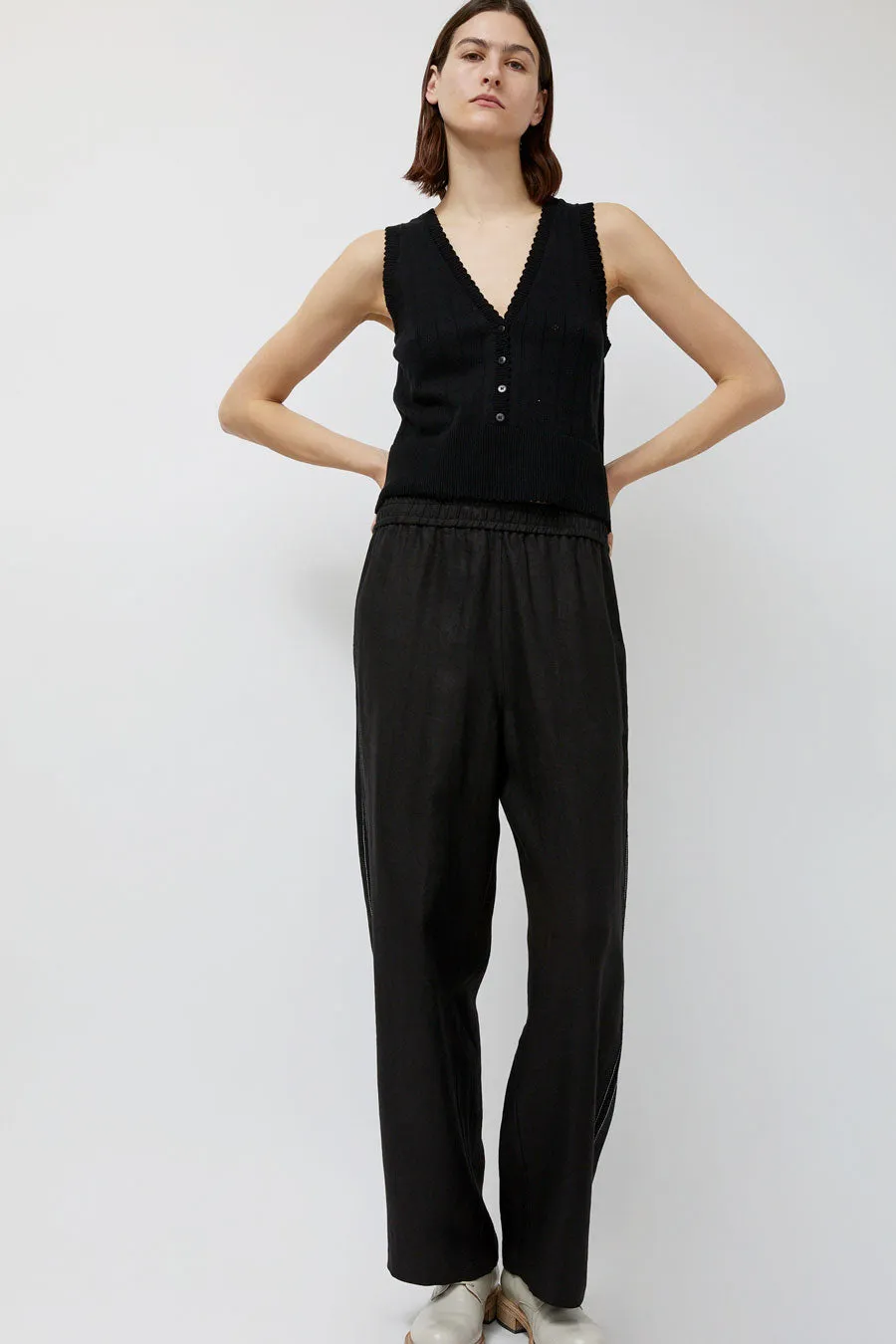 CORDERA Organic Cotton Pointelle Waistcoat in Black sold by No. 6 product image thumbnail 5