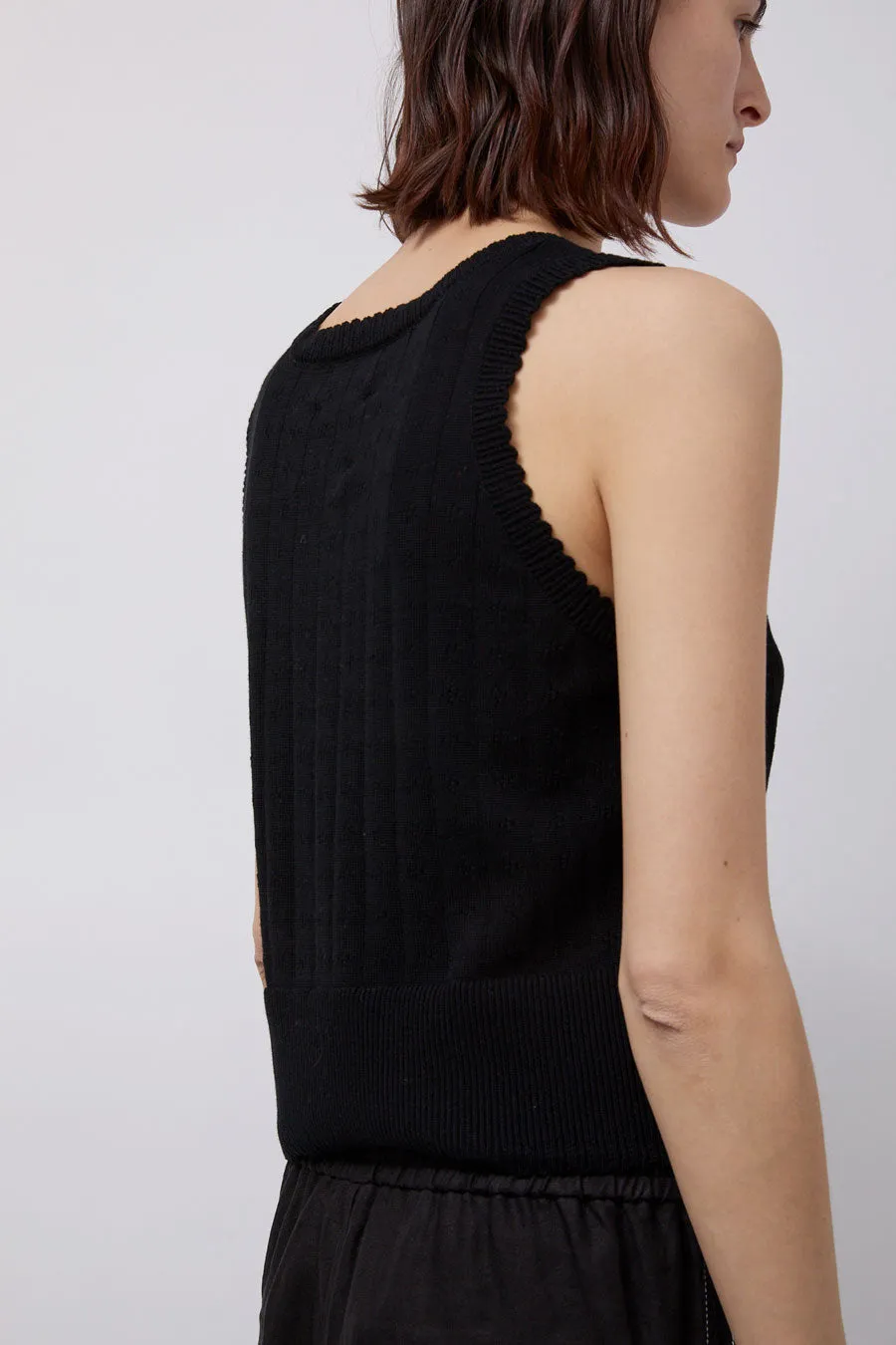 CORDERA Organic Cotton Pointelle Waistcoat in Black sold by No. 6 product image thumbnail 2