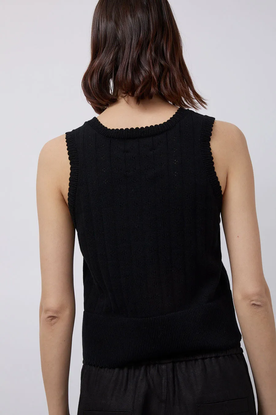 CORDERA Organic Cotton Pointelle Waistcoat in Black sold by No. 6 product image thumbnail 4