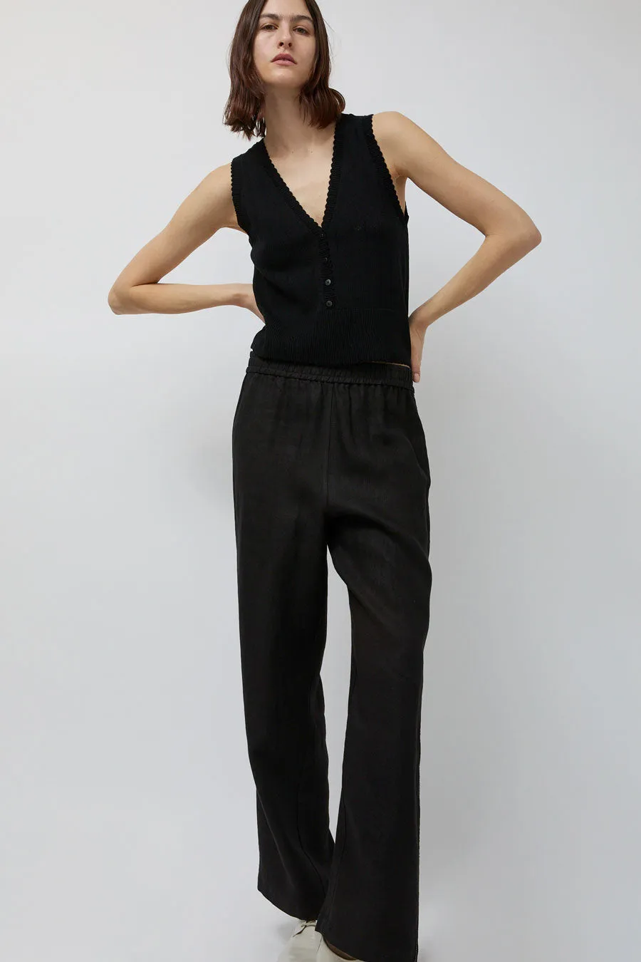 CORDERA Linen Pant with Lace in Black sold by No. 6