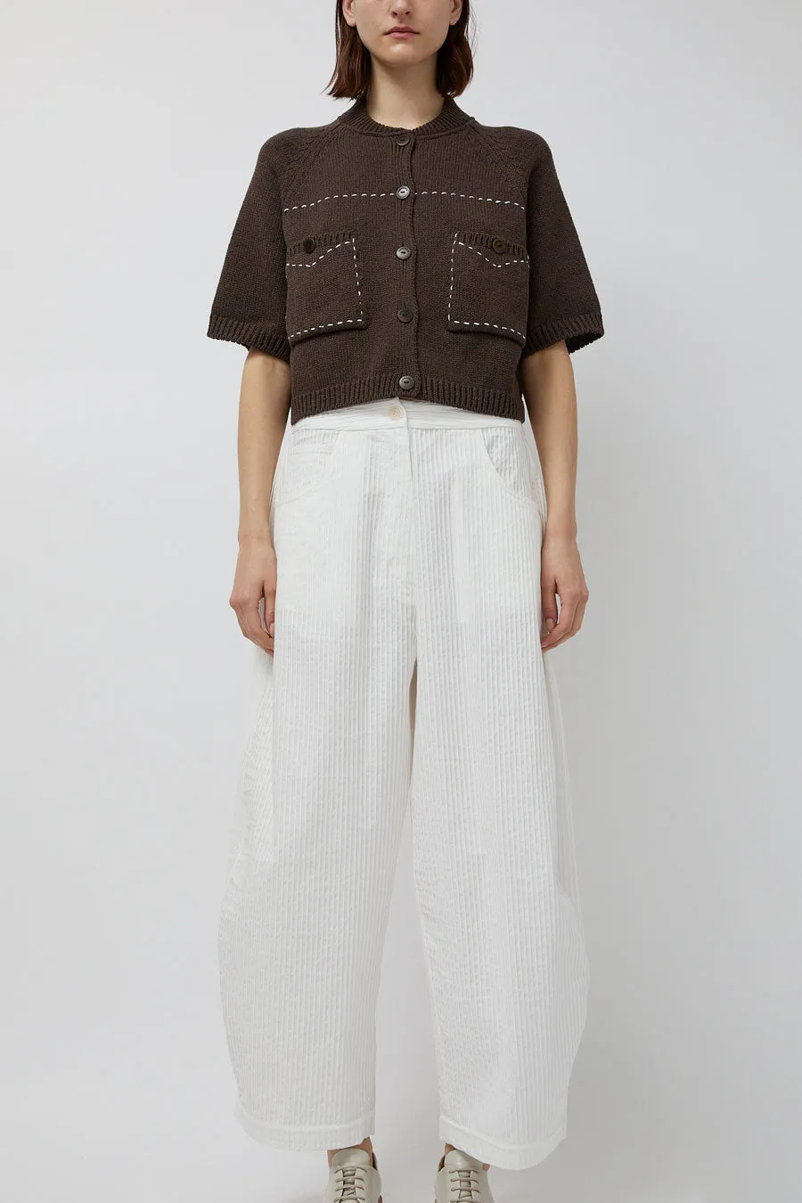 CORDERA Tubular Curved Pants in White sold by No. 6