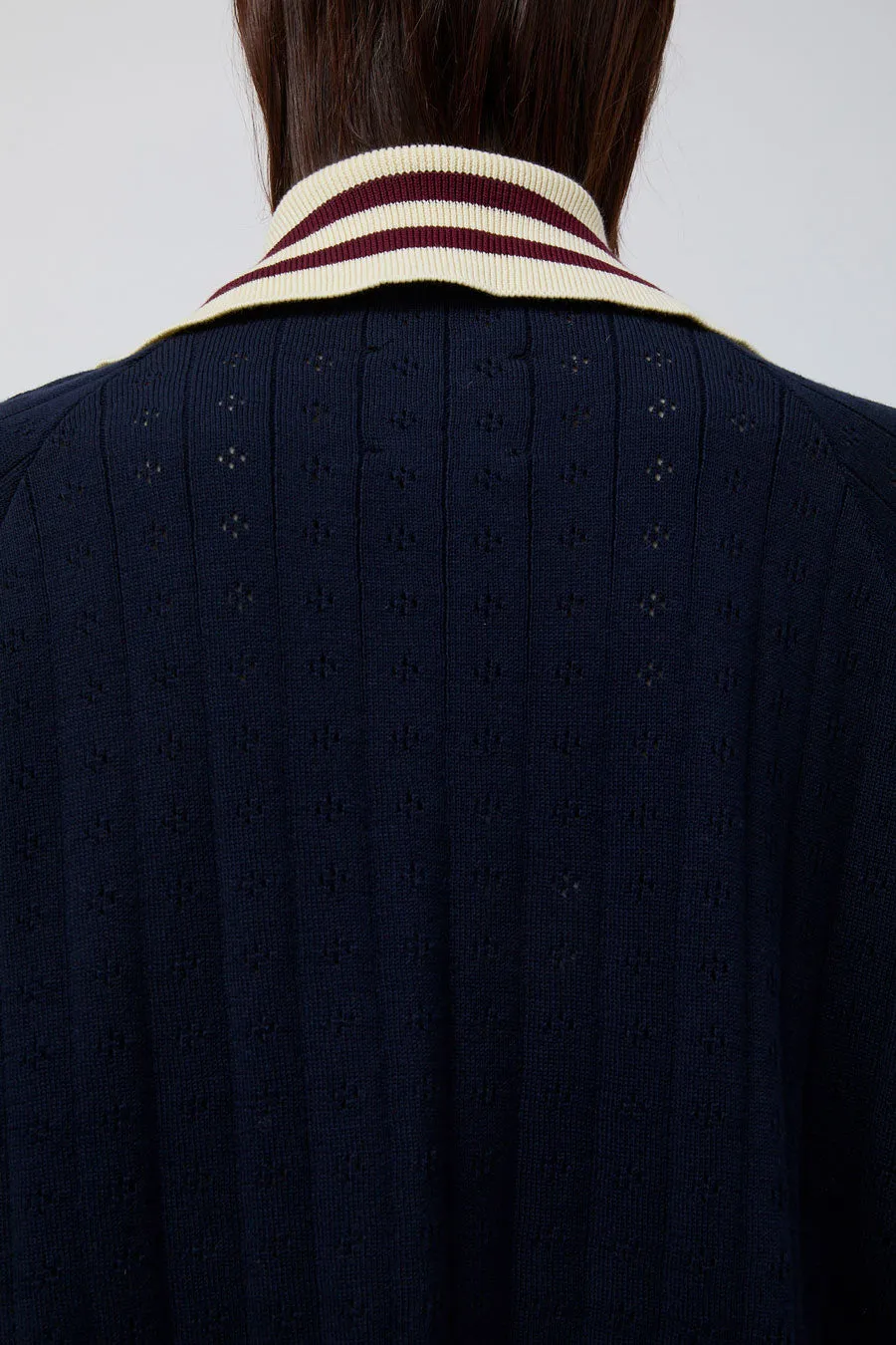 CORDERA Organic Cotton Long Sleeve Polo in Navy sold by No. 6 product image thumbnail 5