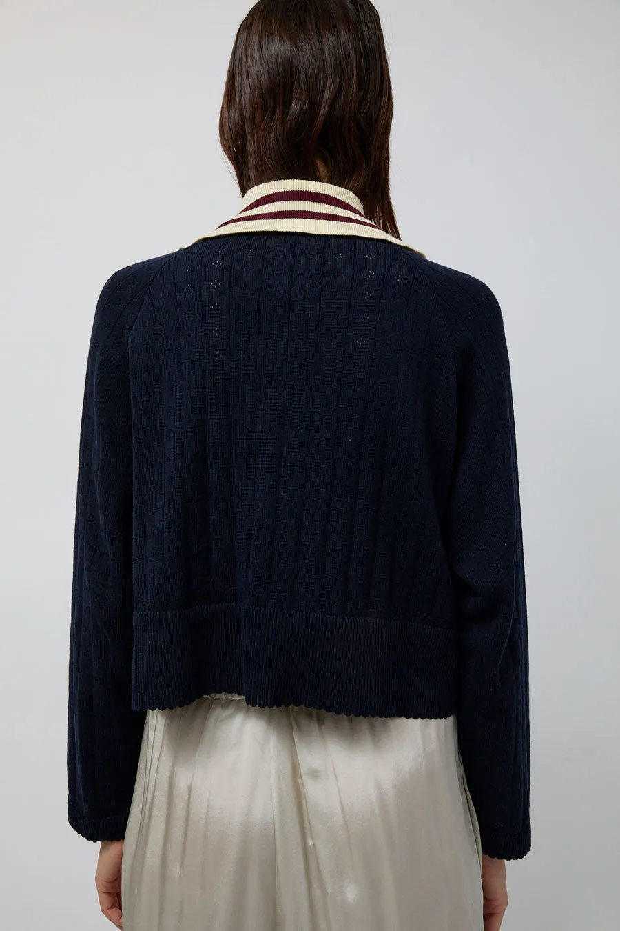 CORDERA Organic Cotton Long Sleeve Polo in Navy sold by No. 6 product image thumbnail 2