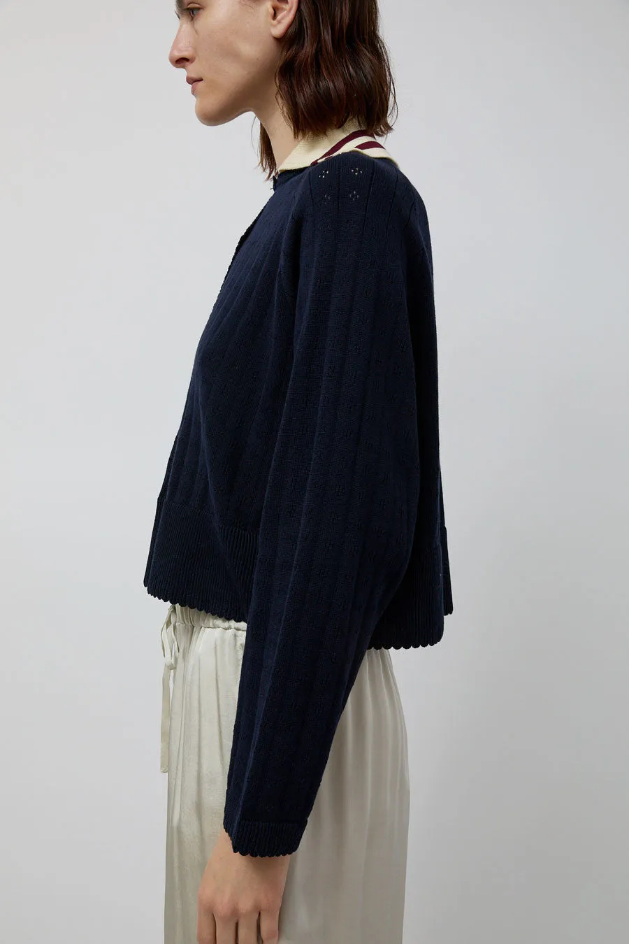 CORDERA Organic Cotton Long Sleeve Polo in Navy sold by No. 6 product image thumbnail 3