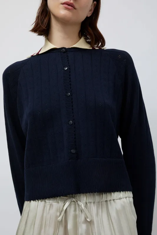 CORDERA Organic Cotton Long Sleeve Polo in Navy sold by No. 6