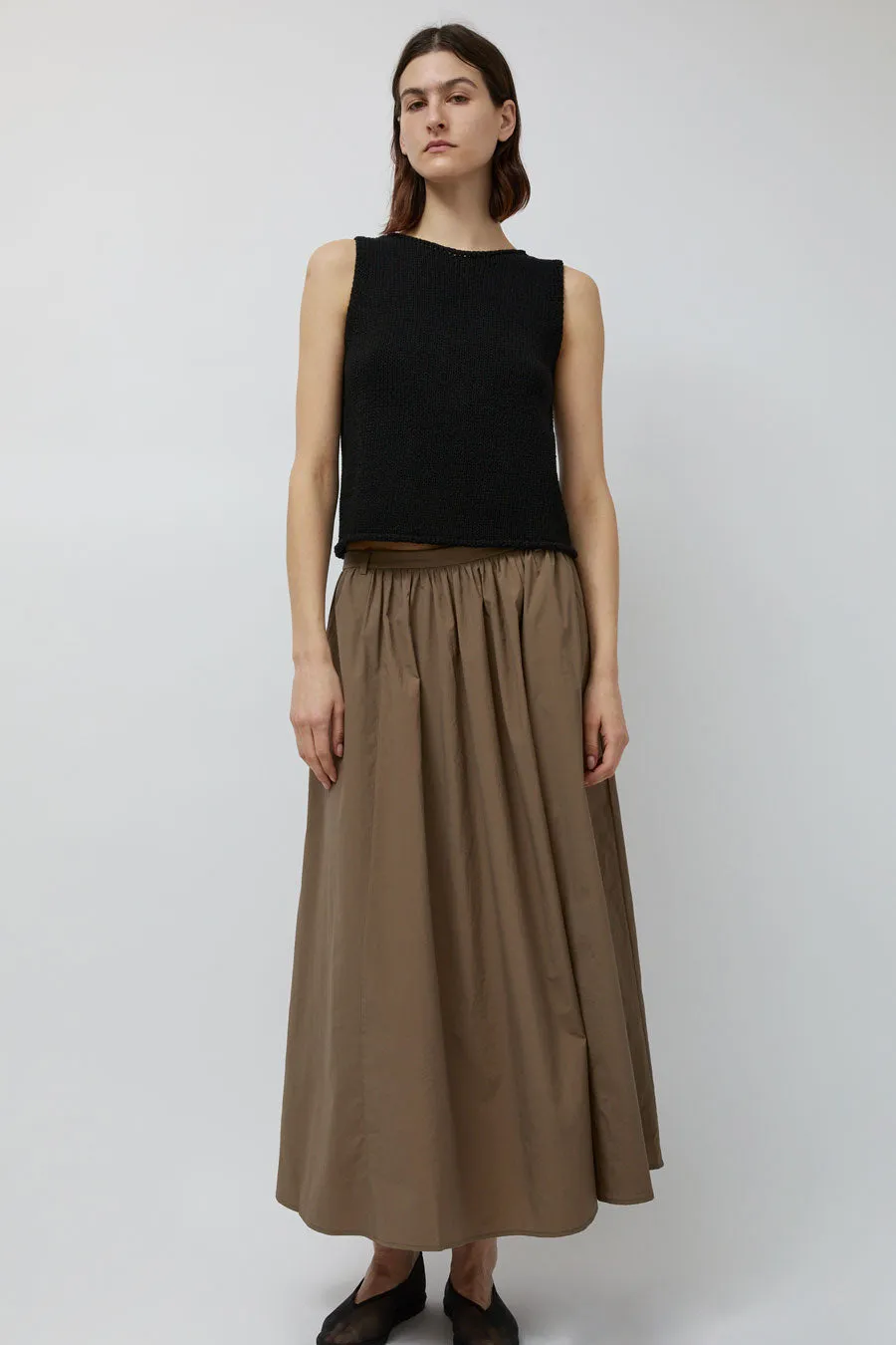 Mijeong Park Gathered Maxi Skirt in Light Brown sold by No. 6