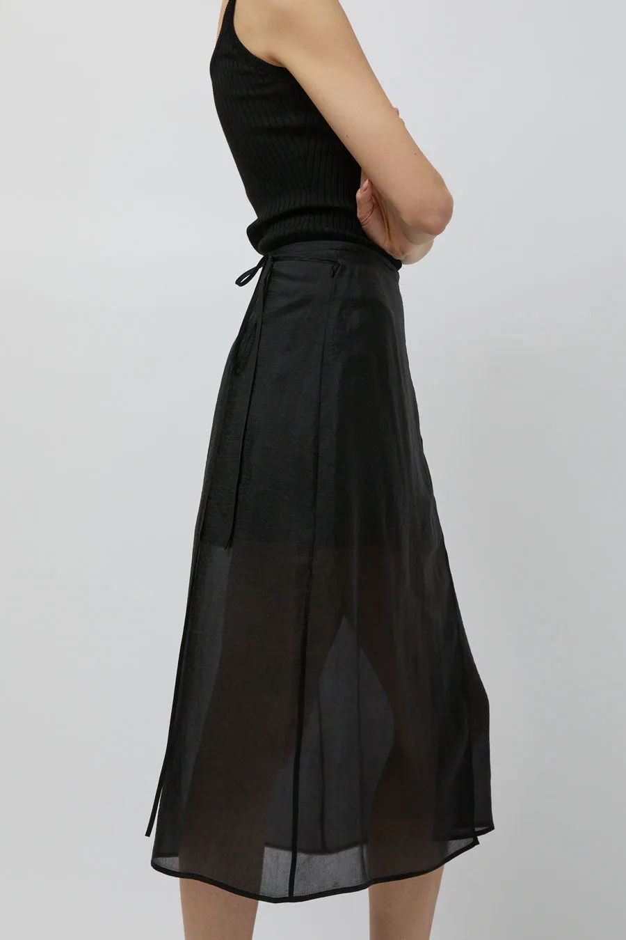 Mijeong Park Organza Wrap Skirt in Black sold by No. 6 product image thumbnail 3
