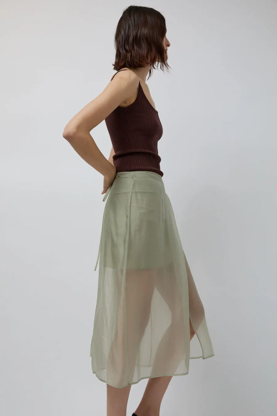 Mijeong Park Organza Wrap Skirt in Light Green sold by No. 6 product image thumbnail 3
