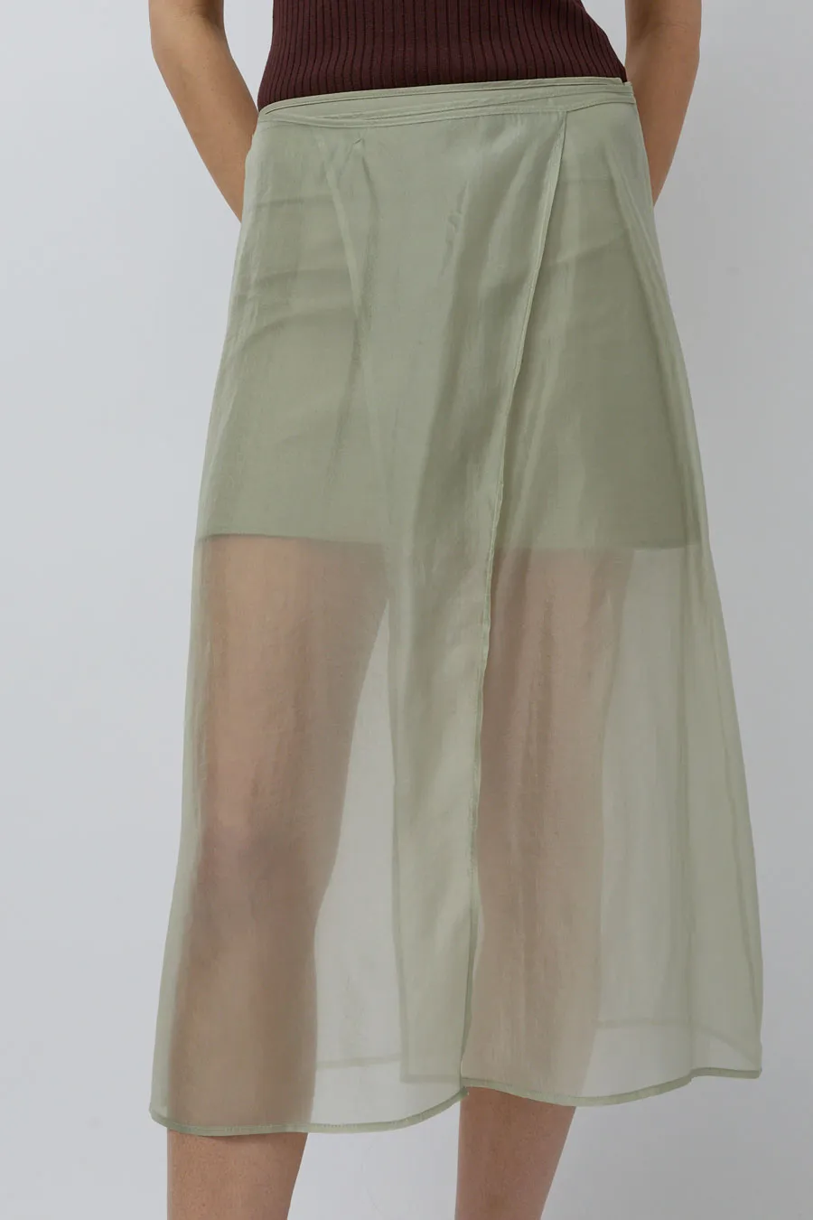 Mijeong Park Organza Wrap Skirt in Light Green sold by No. 6 product image thumbnail 4