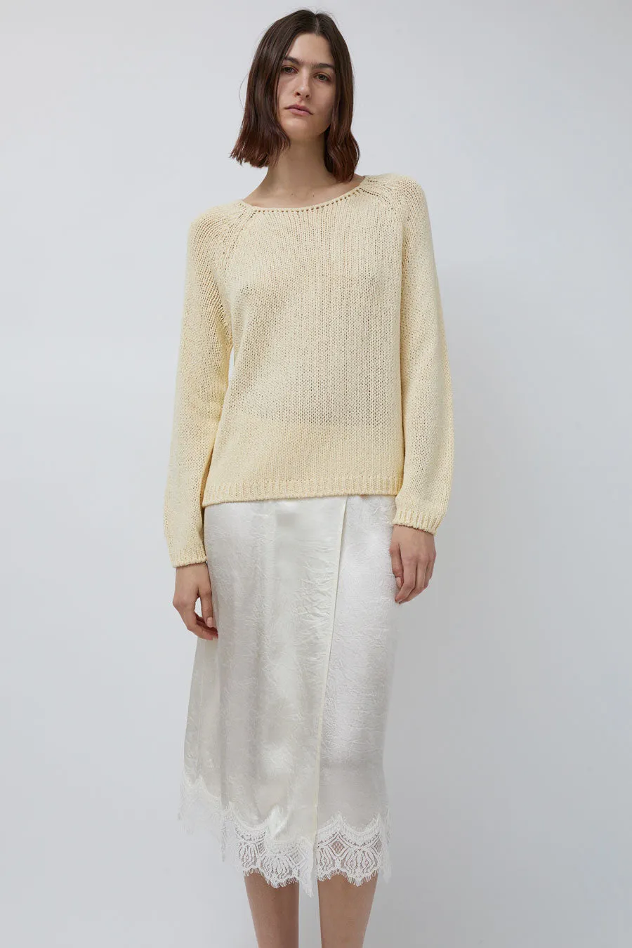 Mijeong Park Lace Trim Satin Wrap Skirt in Ivory sold by No. 6 product image thumbnail 5