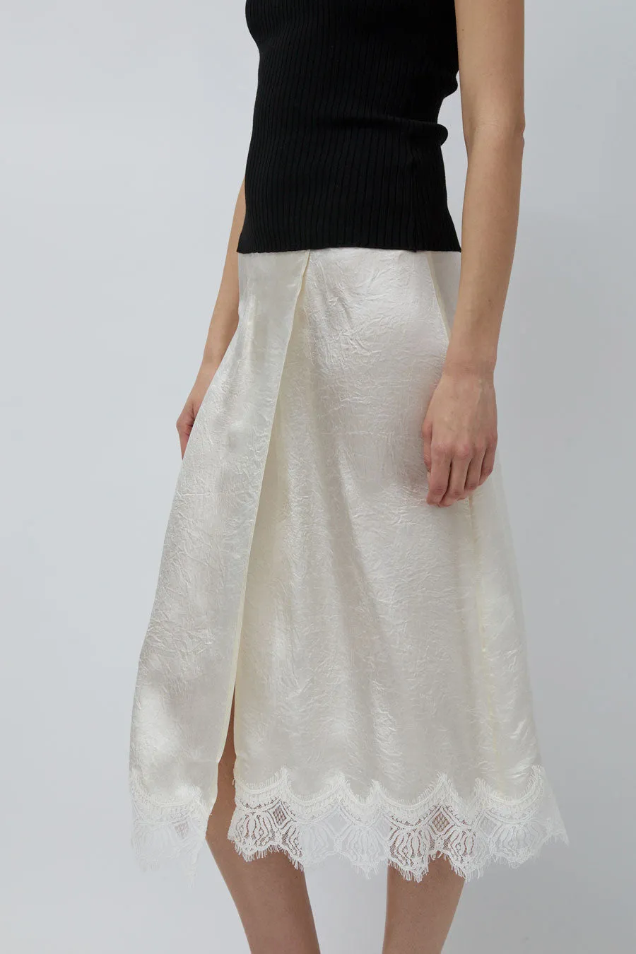 Mijeong Park Lace Trim Satin Wrap Skirt in Ivory sold by No. 6 product image thumbnail 3