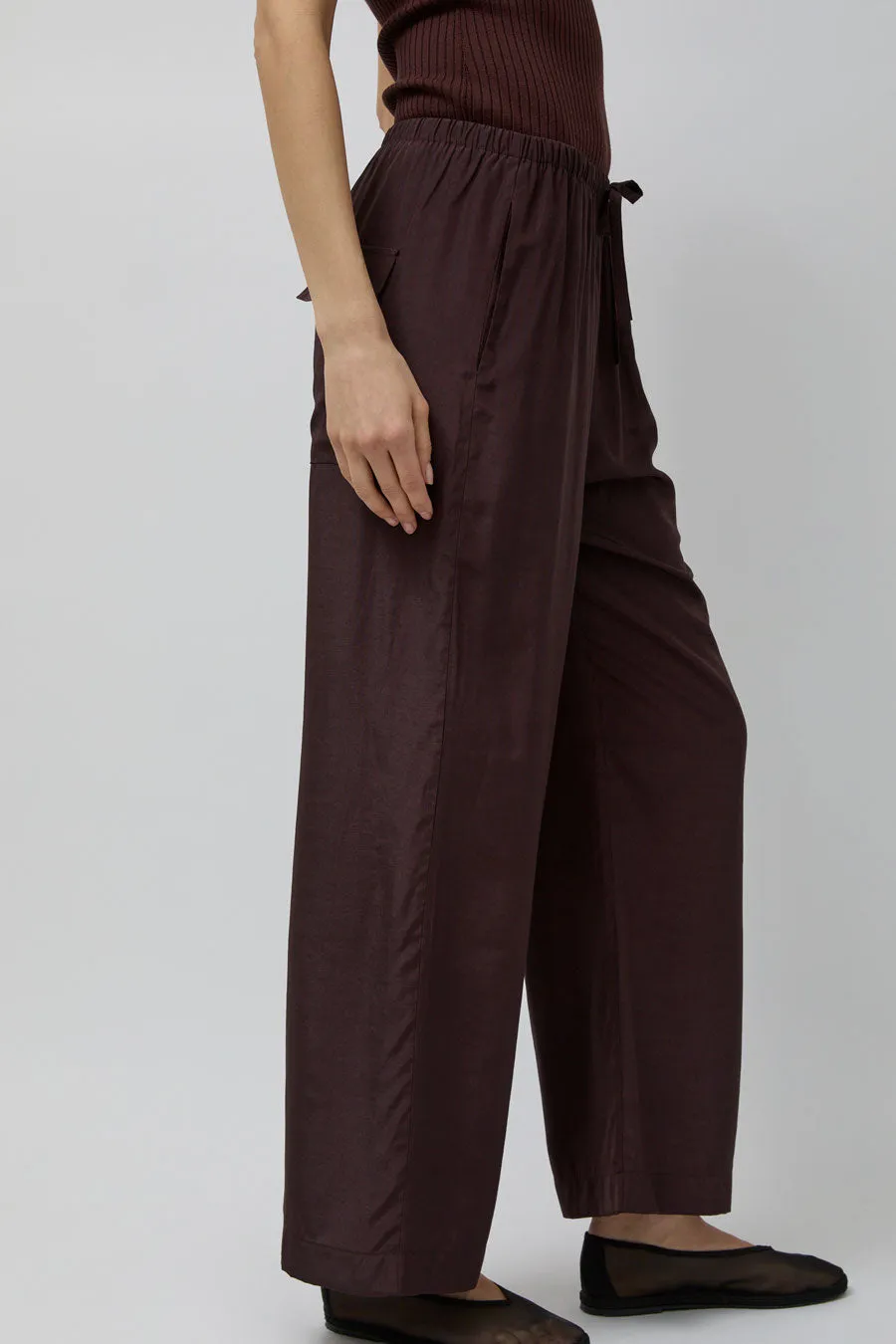 Mijeong Park Drawstring Wide Leg Pants in Dark Plum sold by No. 6 product image thumbnail 3