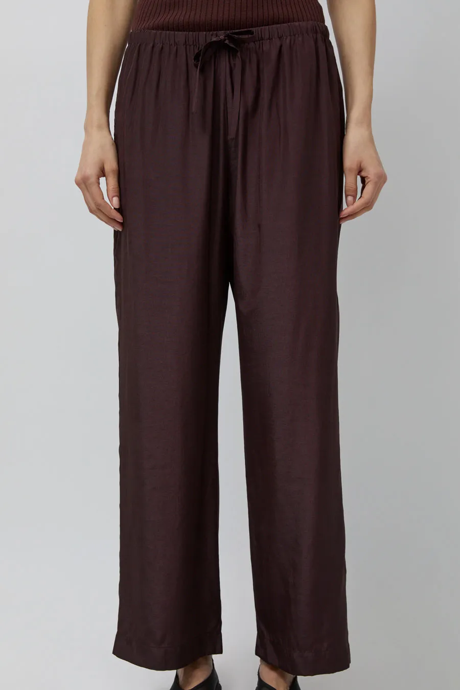 Mijeong Park Drawstring Wide Leg Pants in Dark Plum sold by No. 6 product image thumbnail 2