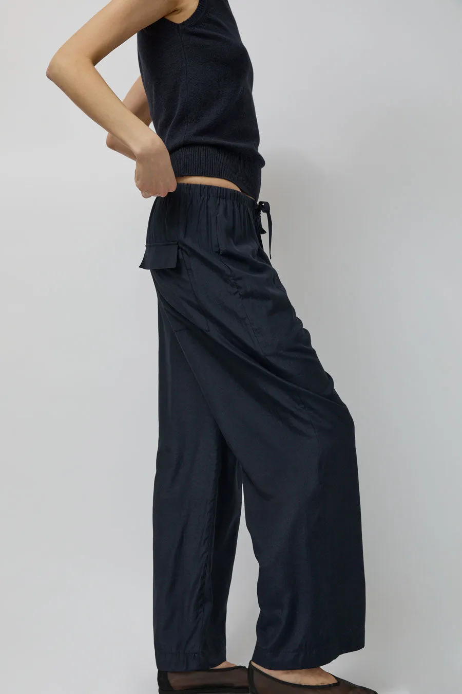 Mijeong Park Drawstring Wide Leg Pants in Navy sold by No. 6 product image thumbnail 3