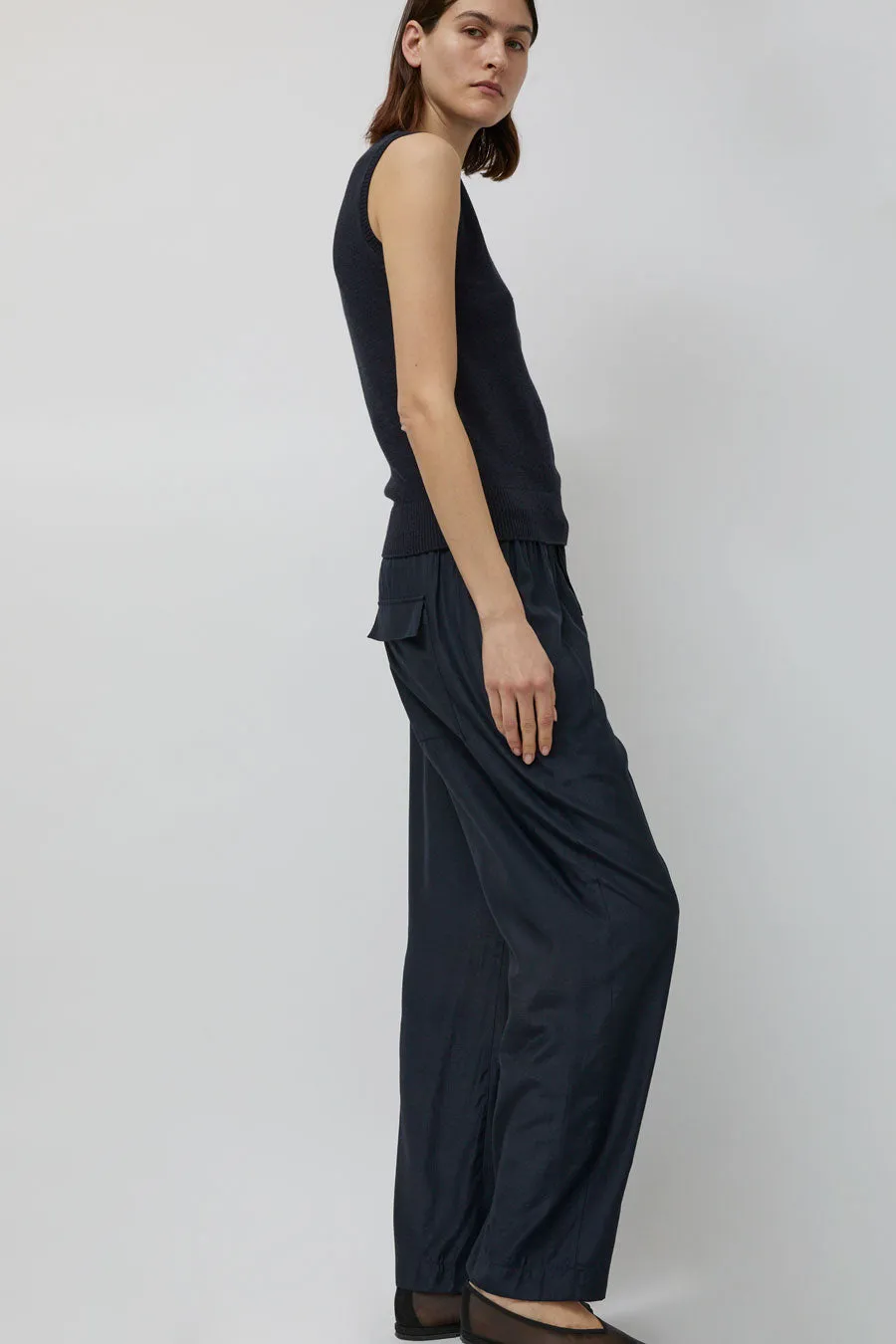 Mijeong Park Drawstring Wide Leg Pants in Navy sold by No. 6 product image thumbnail 5