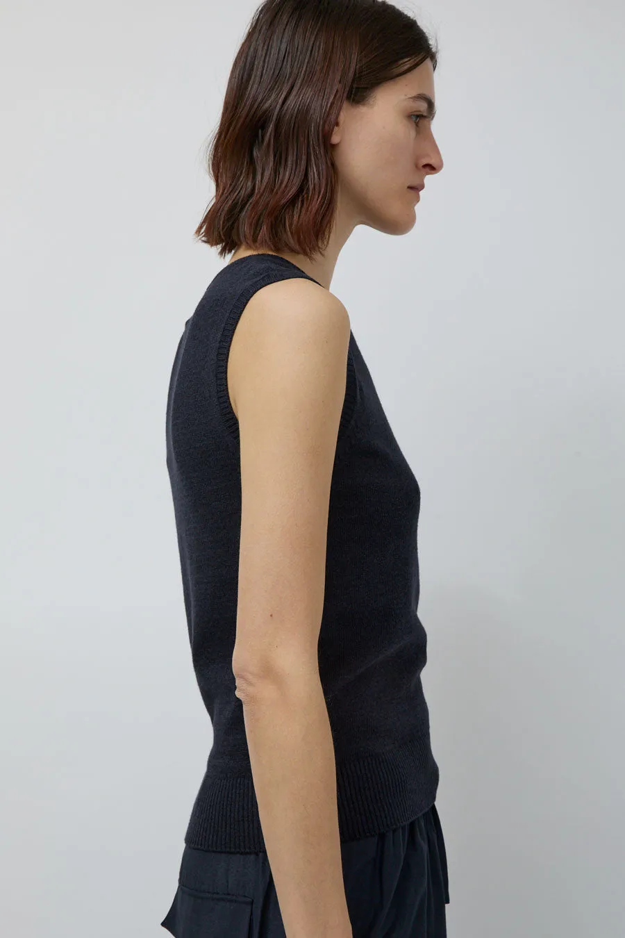 Mijeong Park Cotton Blend Sleeveless Knit Top in Navy sold by No. 6 product image thumbnail 4