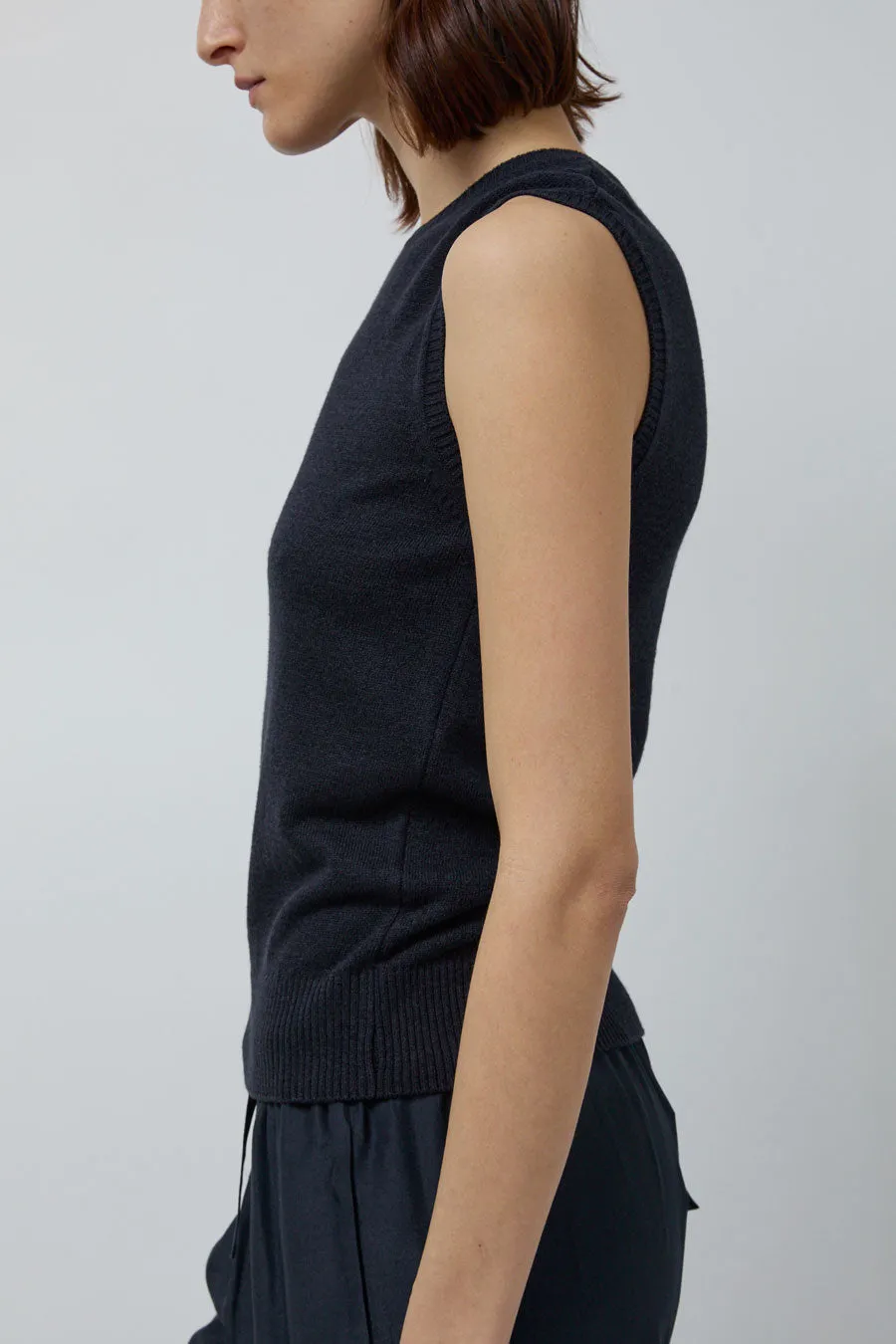 Mijeong Park Cotton Blend Sleeveless Knit Top in Navy sold by No. 6 product image thumbnail 2