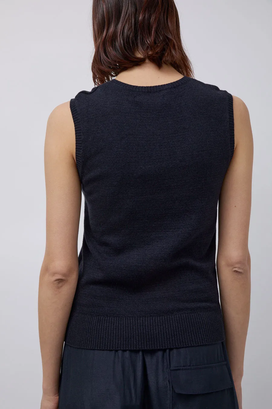 Mijeong Park Cotton Blend Sleeveless Knit Top in Navy sold by No. 6 product image thumbnail 5