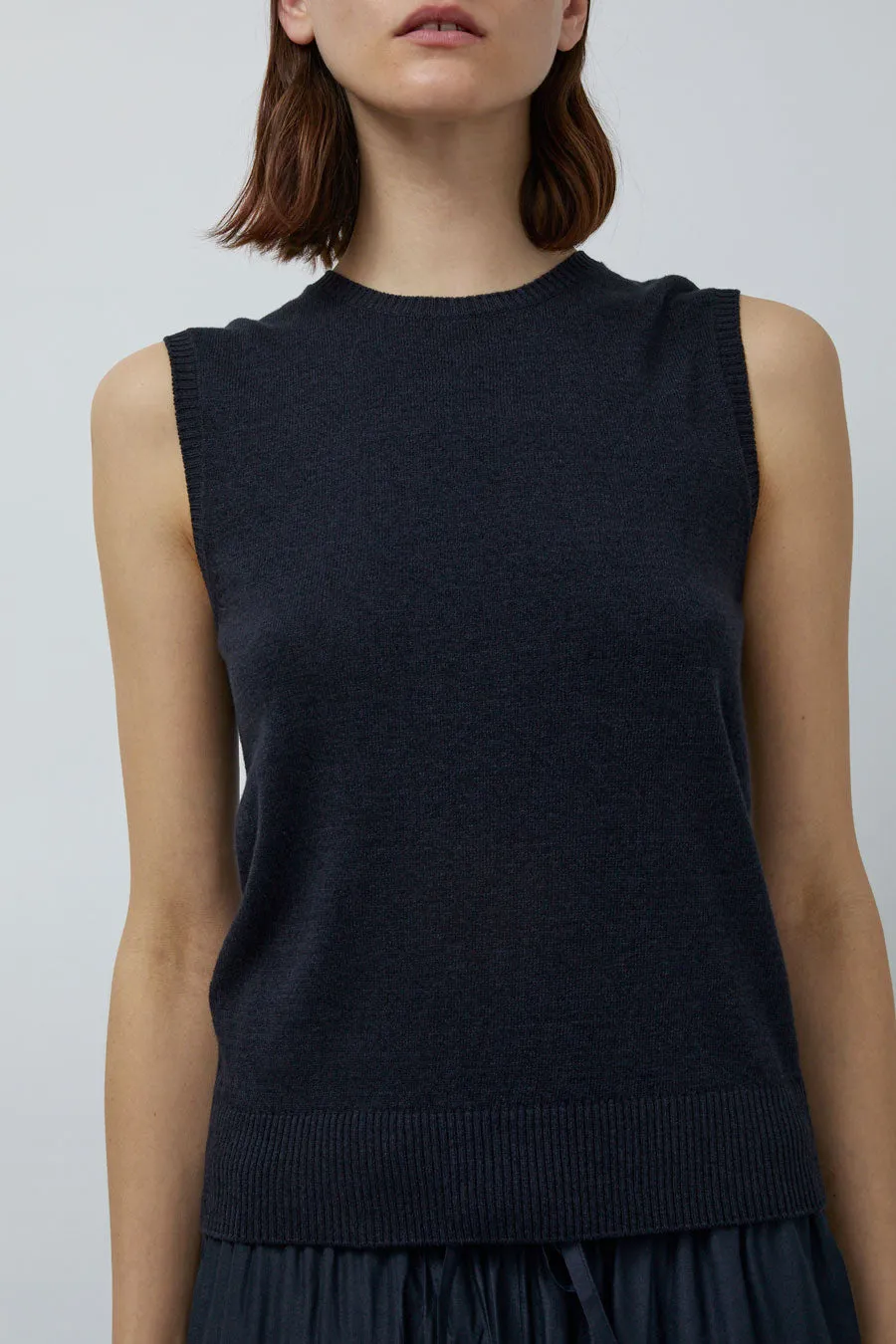 Mijeong Park Cotton Blend Sleeveless Knit Top in Navy sold by No. 6 product image thumbnail 3