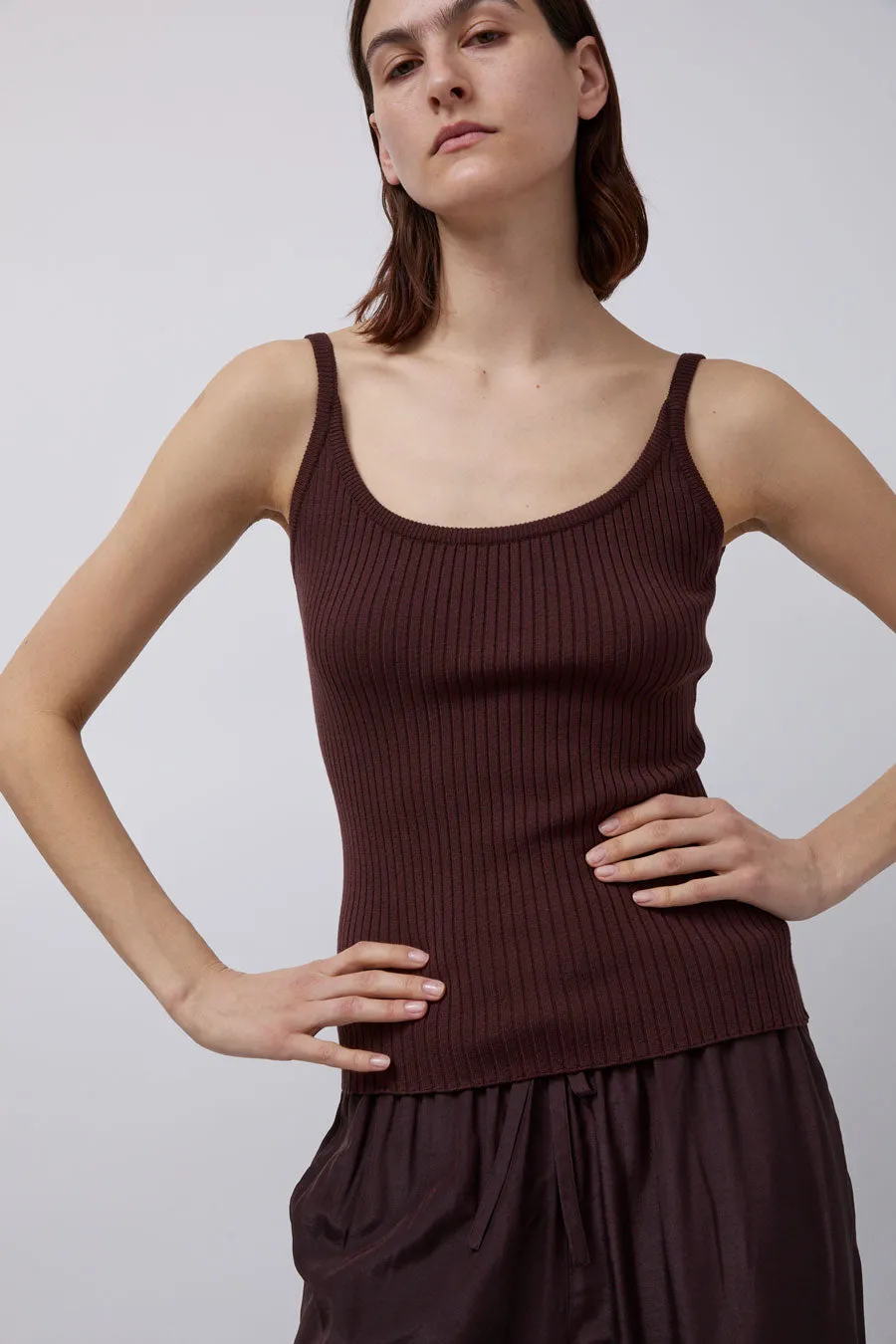 Mijeong Park Ribbed Knit Tank in Brown sold by No. 6